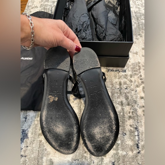 Yves Saint Laurent Black and Gold Sandals - Picture 3 of 5